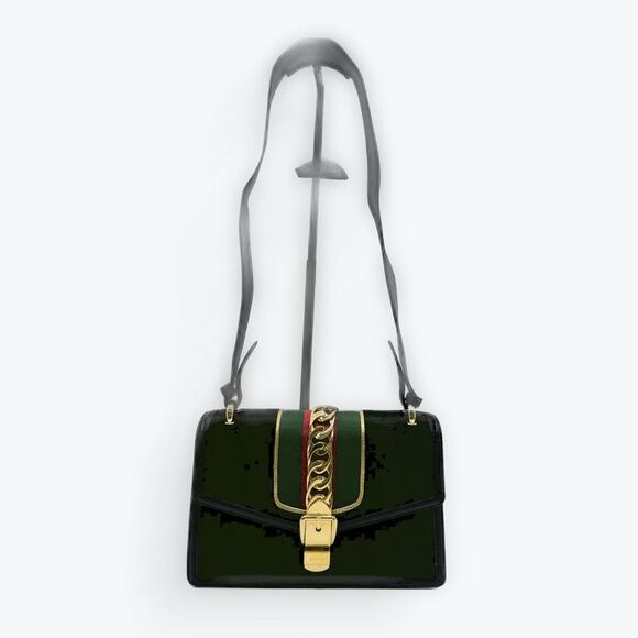 Auth Gucci Black Velvet GG Monogram Sherry Line Small Sylvie Shoulder Bag - Picture 3 of 16